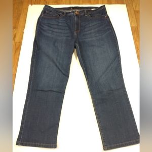 Lee Easy Fit Capri Crop Jeans Womens Size 16 Medium Blue Dark Wash Denim 3379073